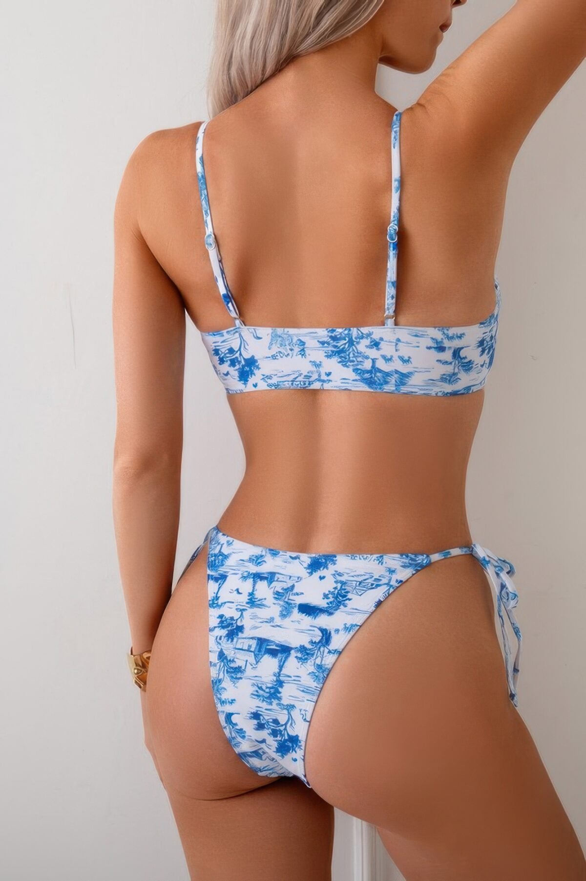 Zebra Print Cross Two Pieces Knot Bikini - Image 10