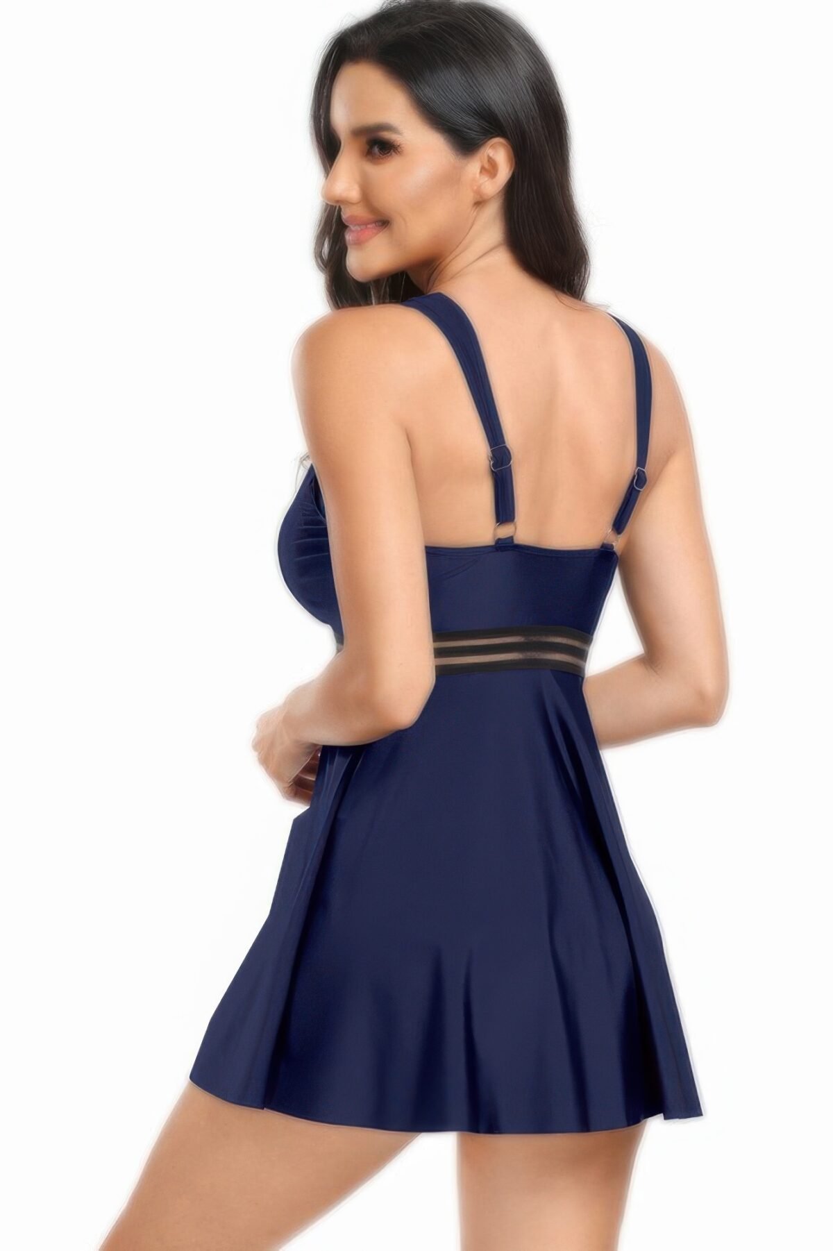 Strip Lace Trim Sleeveless Deep V Neck Swimsuits - Image 11